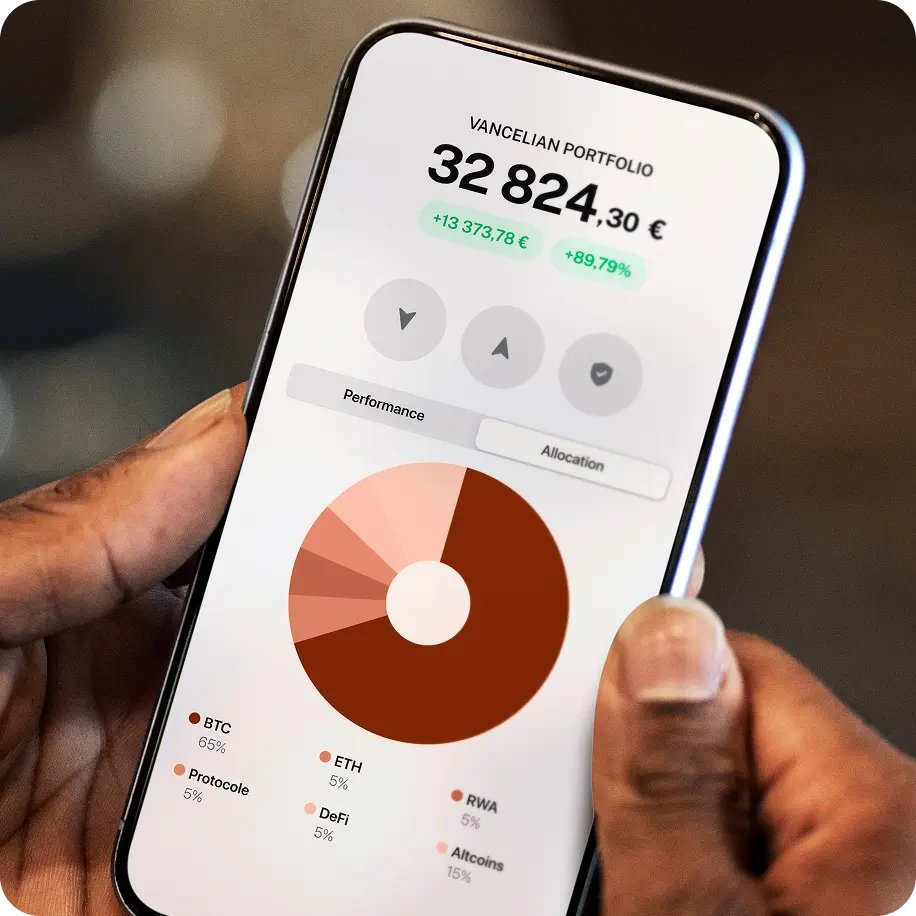Crypto asset management app with trading, low fees, capital protection, and automated strategy